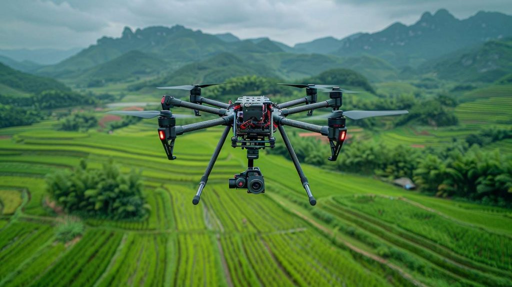 drone measuring ground with laser sensor