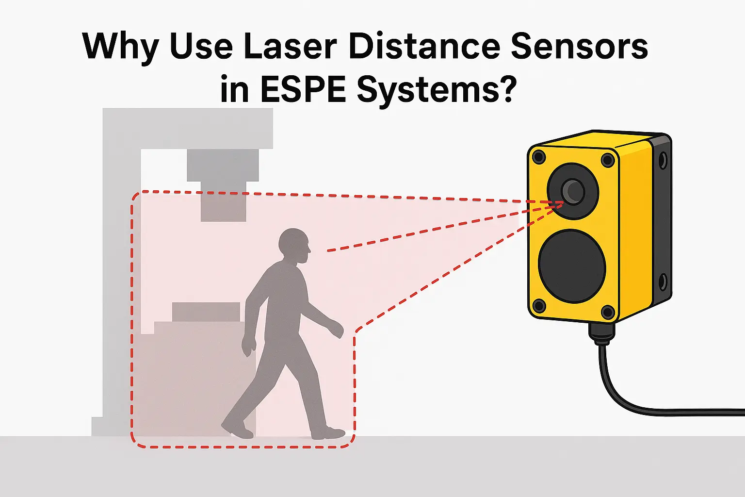 ESPE safety zone protected by a laser distance sensor in factory environment