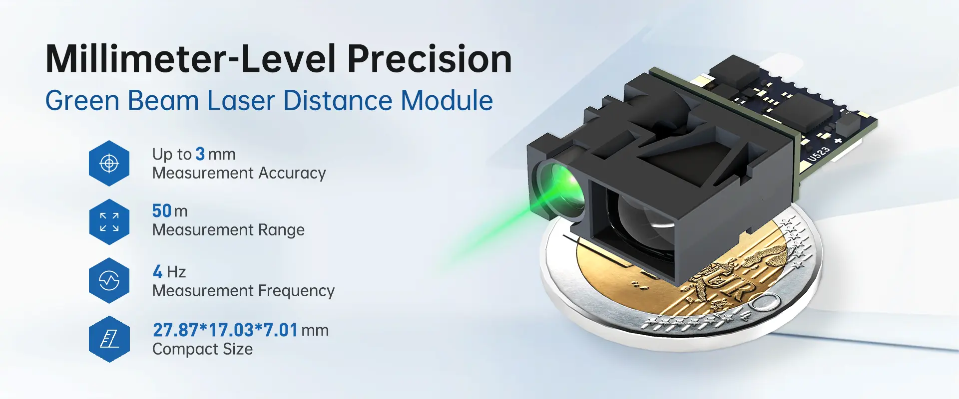 Green beam laser distance module