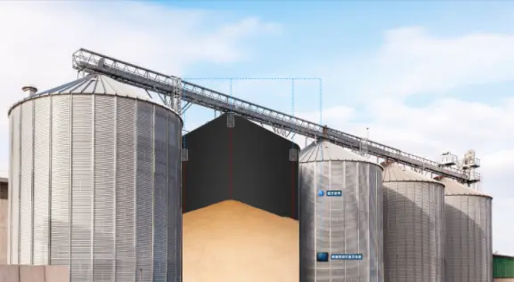 Laser distance sensors measure the level of grain in silos